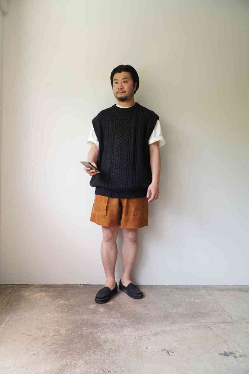 coordination of sheep suede leather W pocket shorts 2