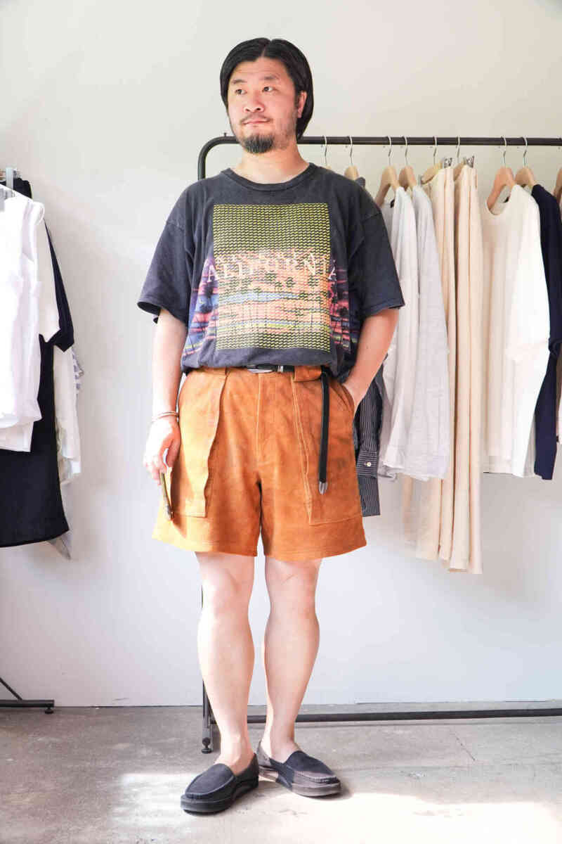 sheep suede leather W pocket shorts [SEVEN BY SEVEN]wearing image