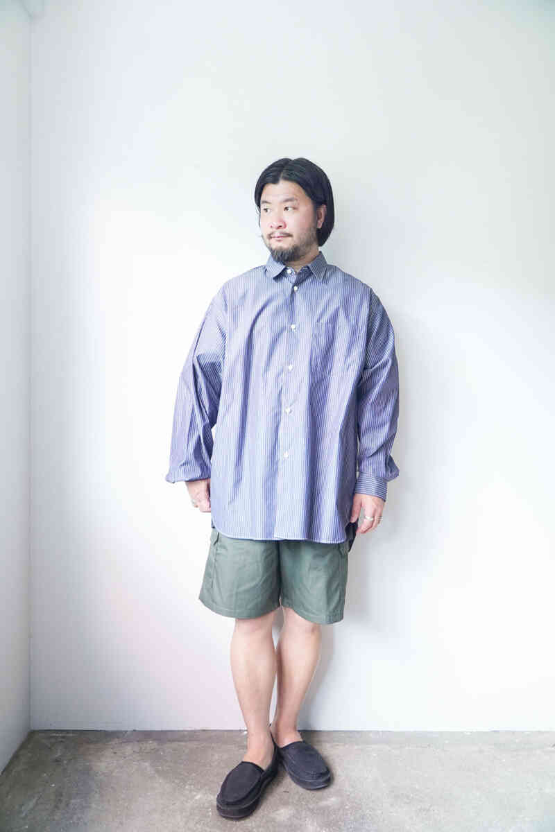 ”WIDE REGULAR SHIRTS(ACS-F004)” navy stripe [alvana] coordinate with short pants