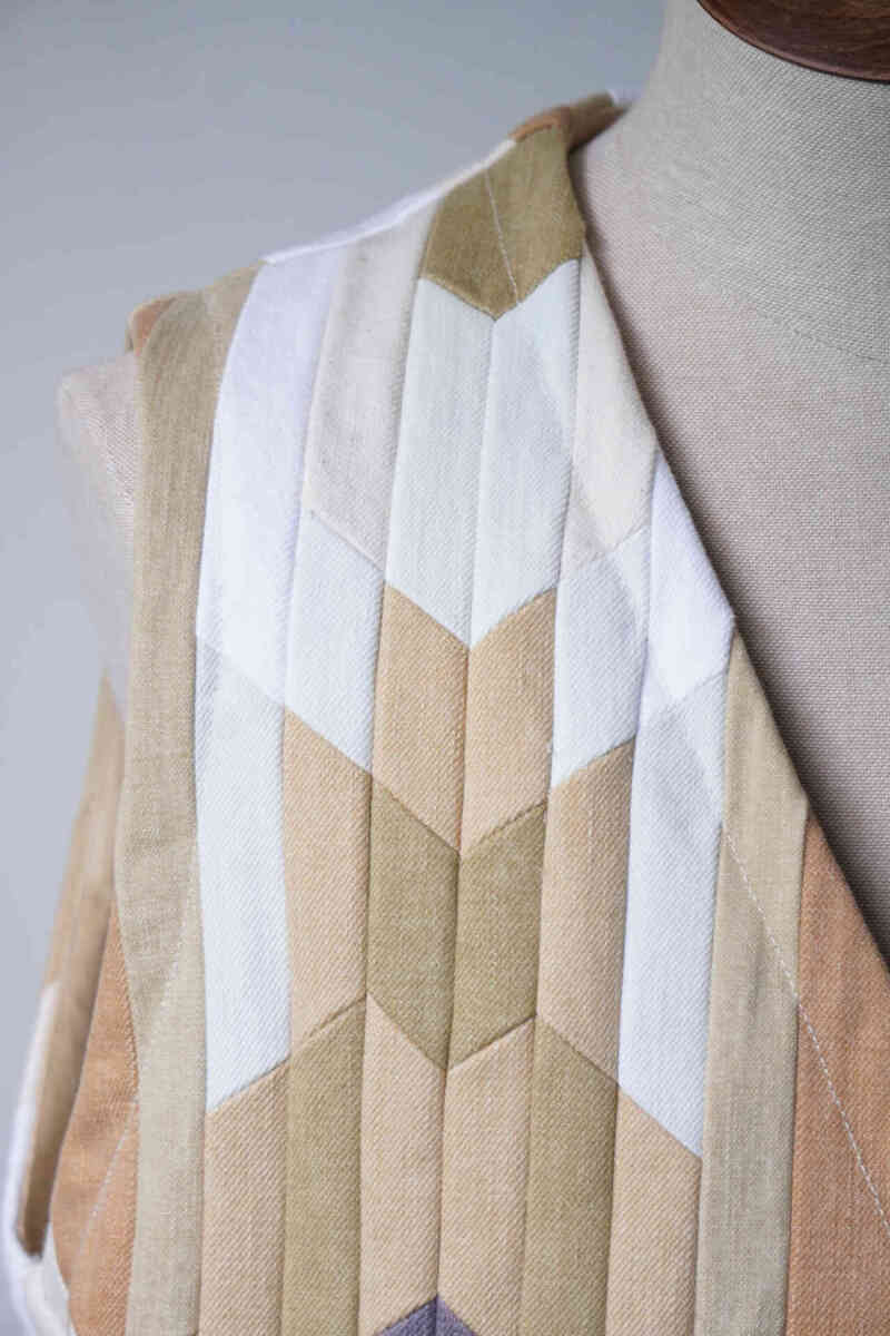 natives pattern "rework denim patch work vest"[seven by seven] chest detail