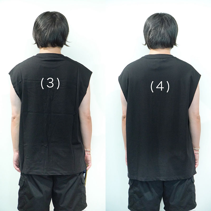 sleeveless T-shirt "FADE no sleeve vest Tee" [alvana] comparison of size back