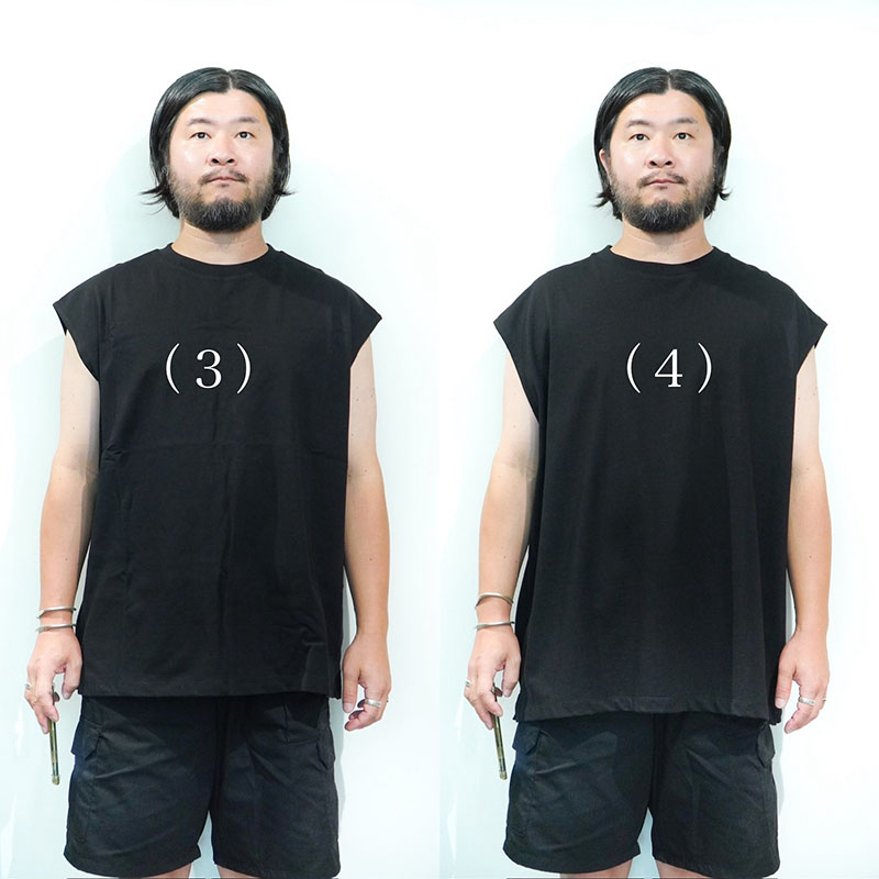 sleeveless T-shirt "FADE no sleeve vest Tee" [alvana] comparison of size front