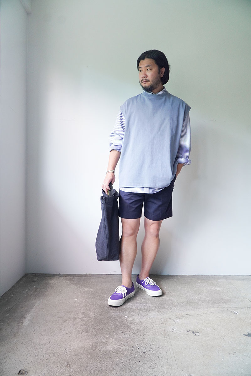 sleeveless T-shirt "FADE no sleeve vest Tee" [alvana] styling image ash blue