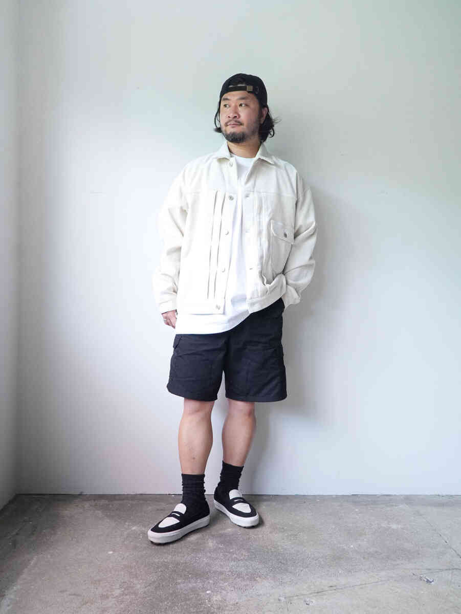 "FIRST type" Corduroy Jacket ‐Modal mix‐"[SEVEN BY SEVEN] styling image with short pants