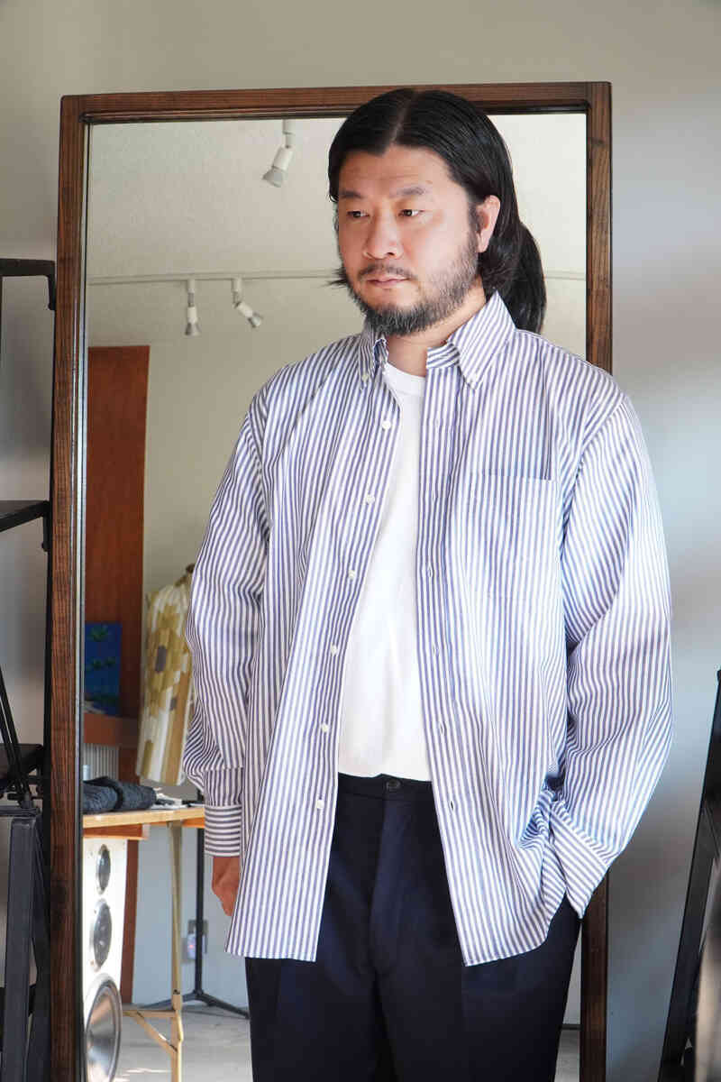 Pin-Ox IVY BD shirts"stripe" [DC WHITE] front open