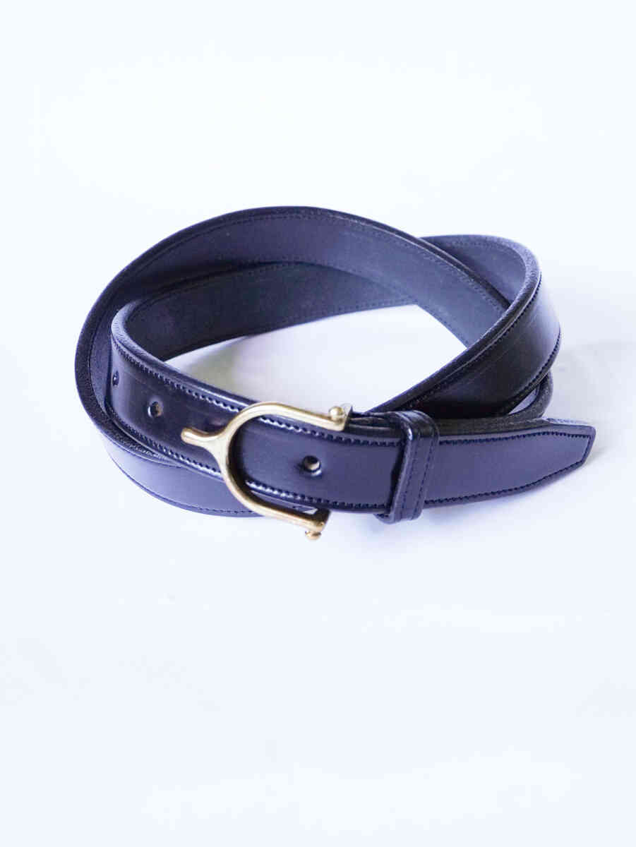 [tory leather] "spur buckle belt" made in USA black