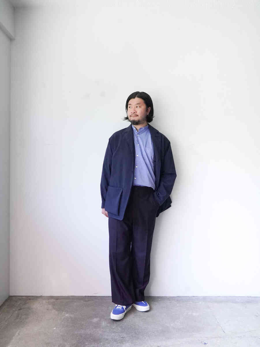 band collar shirts "chambray" [INDIVIDUALIZED SHIRTS] styling image with jacket