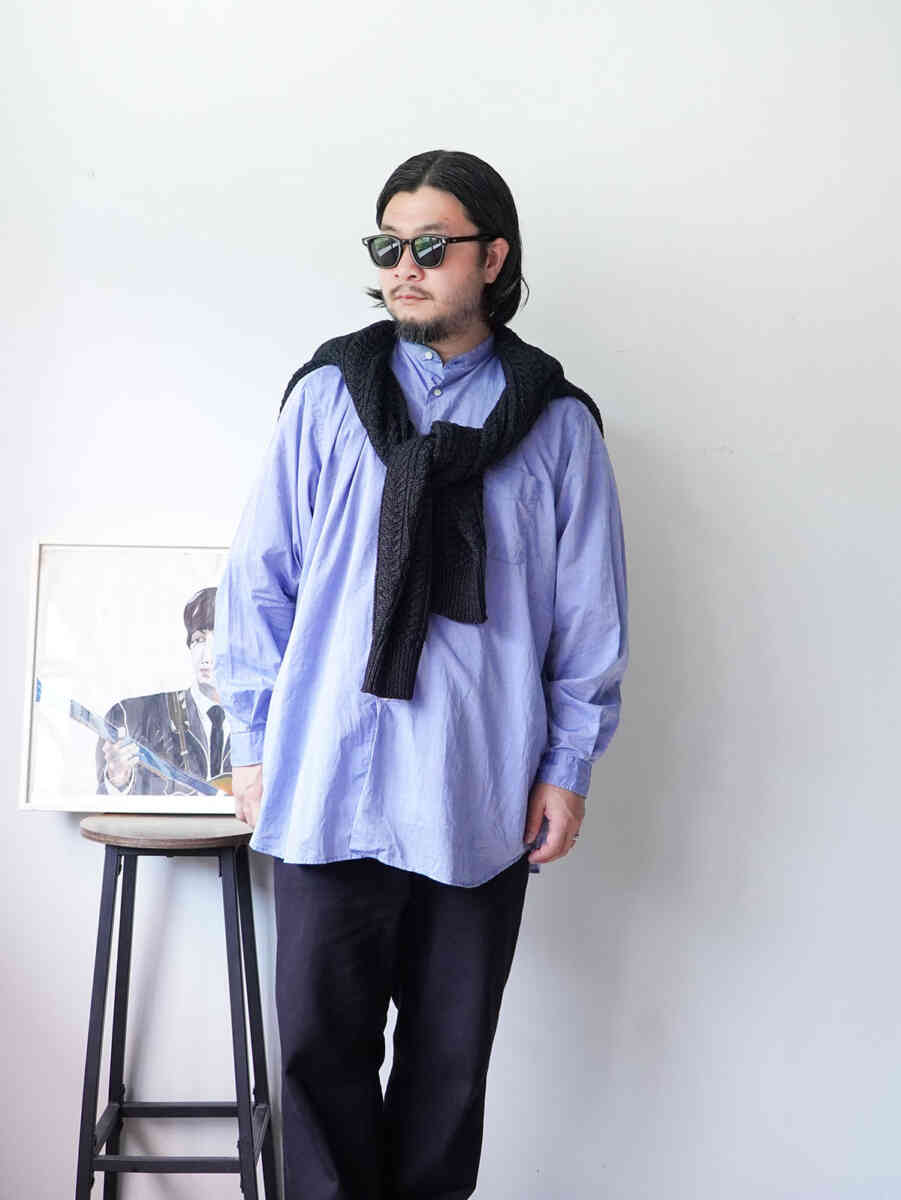 band collar shirts "chambray" [INDIVIDUALIZED SHIRTS] wearing image