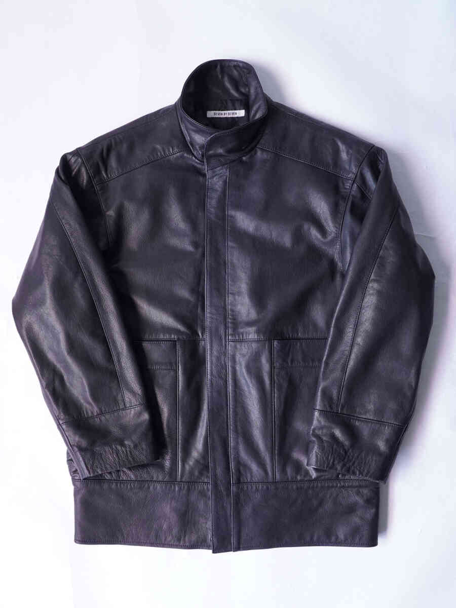 Goat leather "Stand up collar leather car coat" [SEVEN BY SEVEN]