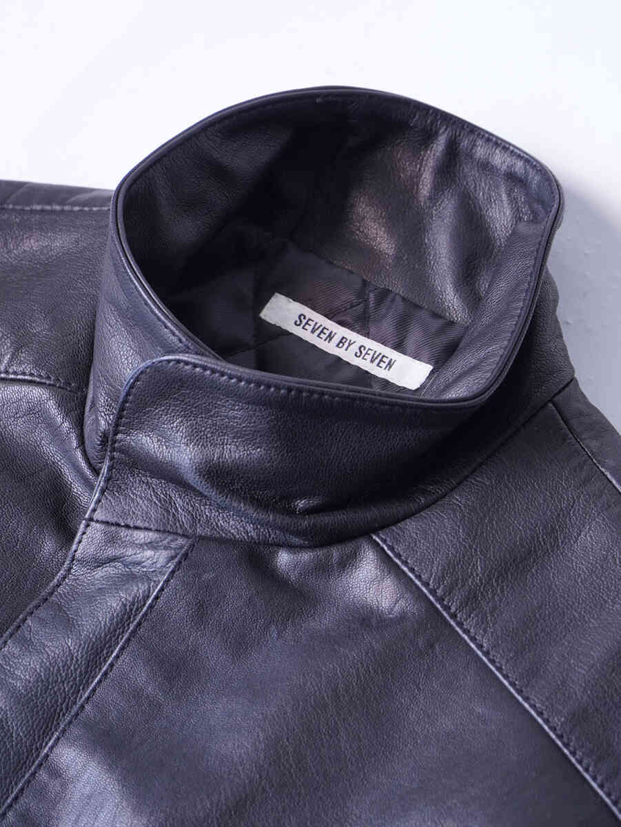 Goat leather "Stand up collar leather car coat" [SEVEN BY SEVEN] collar