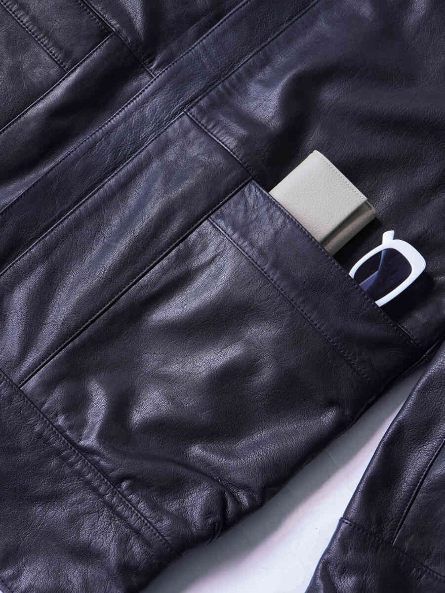 Goat leather "Stand up collar leather car coat" [SEVEN BY SEVEN] pocket