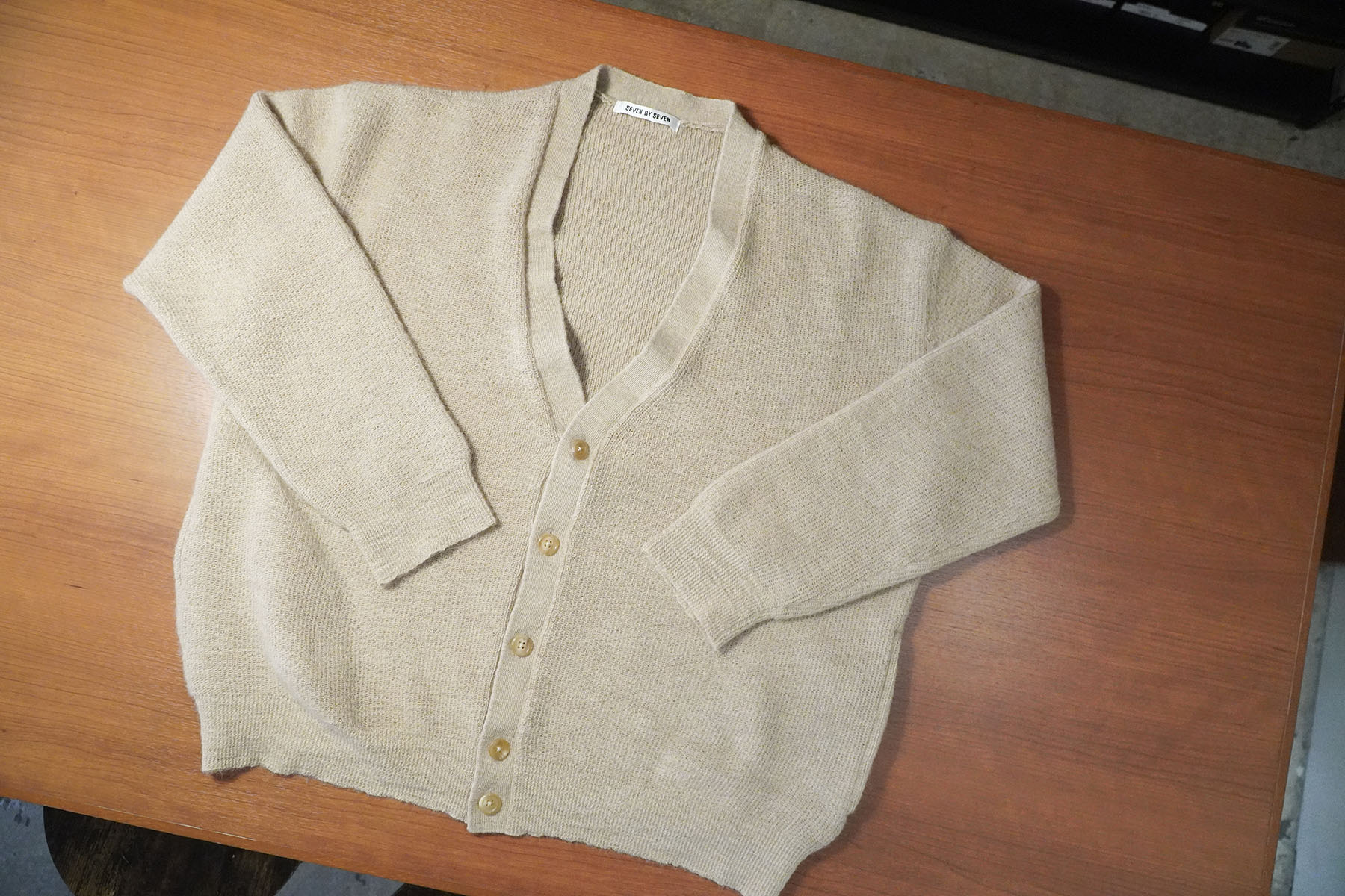 Fine alpaca -KNIT CARDIGAN‐"beige"[SEVEN BY SEVEN]