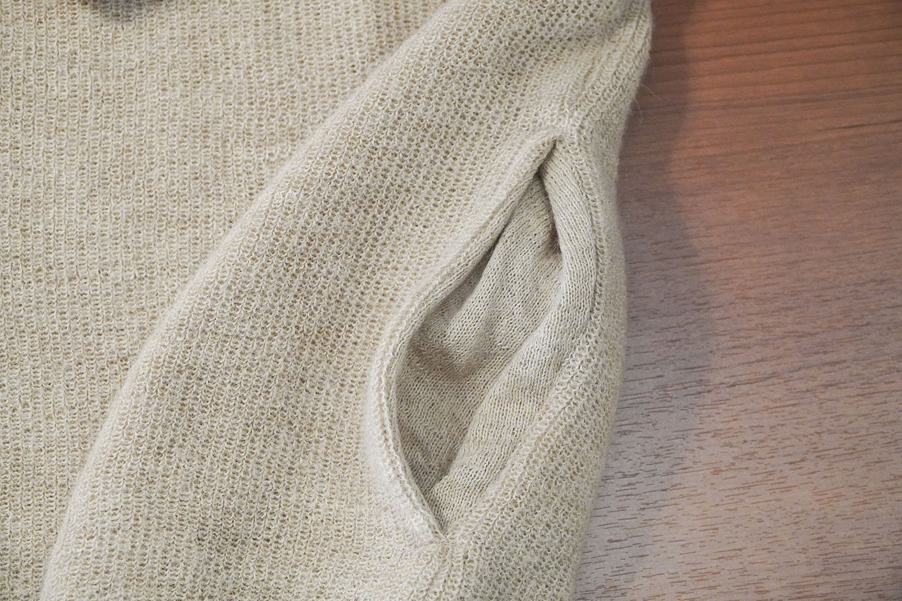 Fine alpaca -KNIT CARDIGAN‐"beige"[SEVEN BY SEVEN] pocket