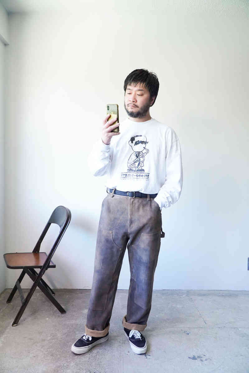 leather double knee painter pants [SEVEN BY SEVEN] wearing image