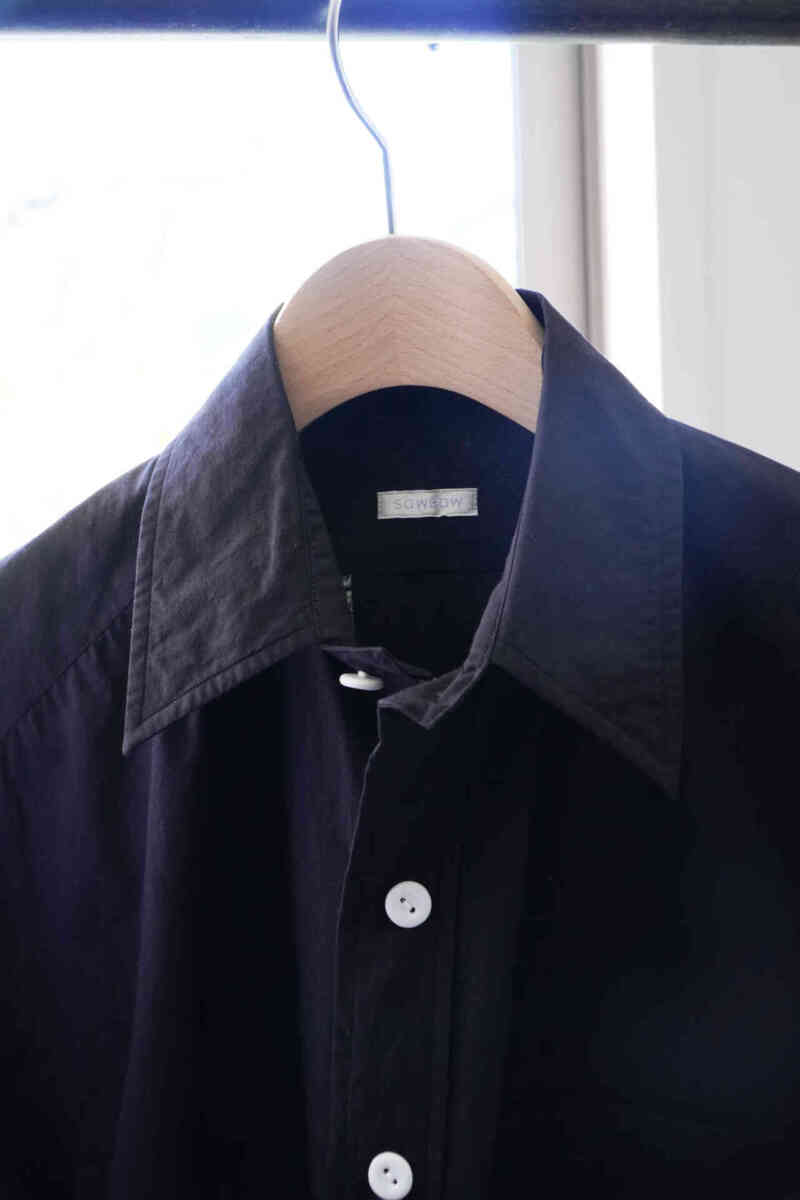 regular collar shirts "G" cotton / silk [SOWBOW shirt] black