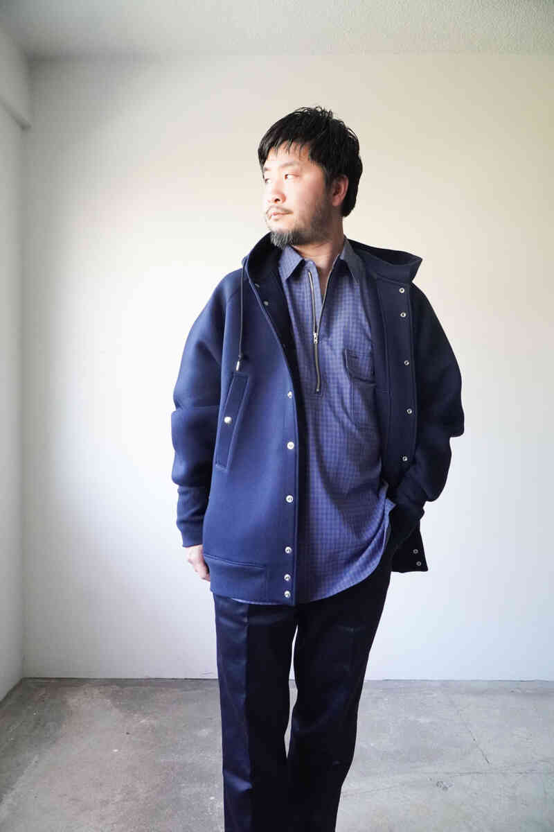 Half zip pullover shirts -Gingham check-[SEVEN BY SEVEN] styling image blue