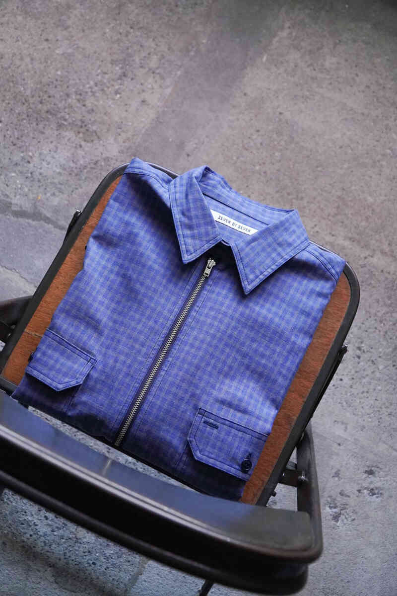 Half zip pullover shirts -Gingham check-[SEVEN BY SEVEN] blue