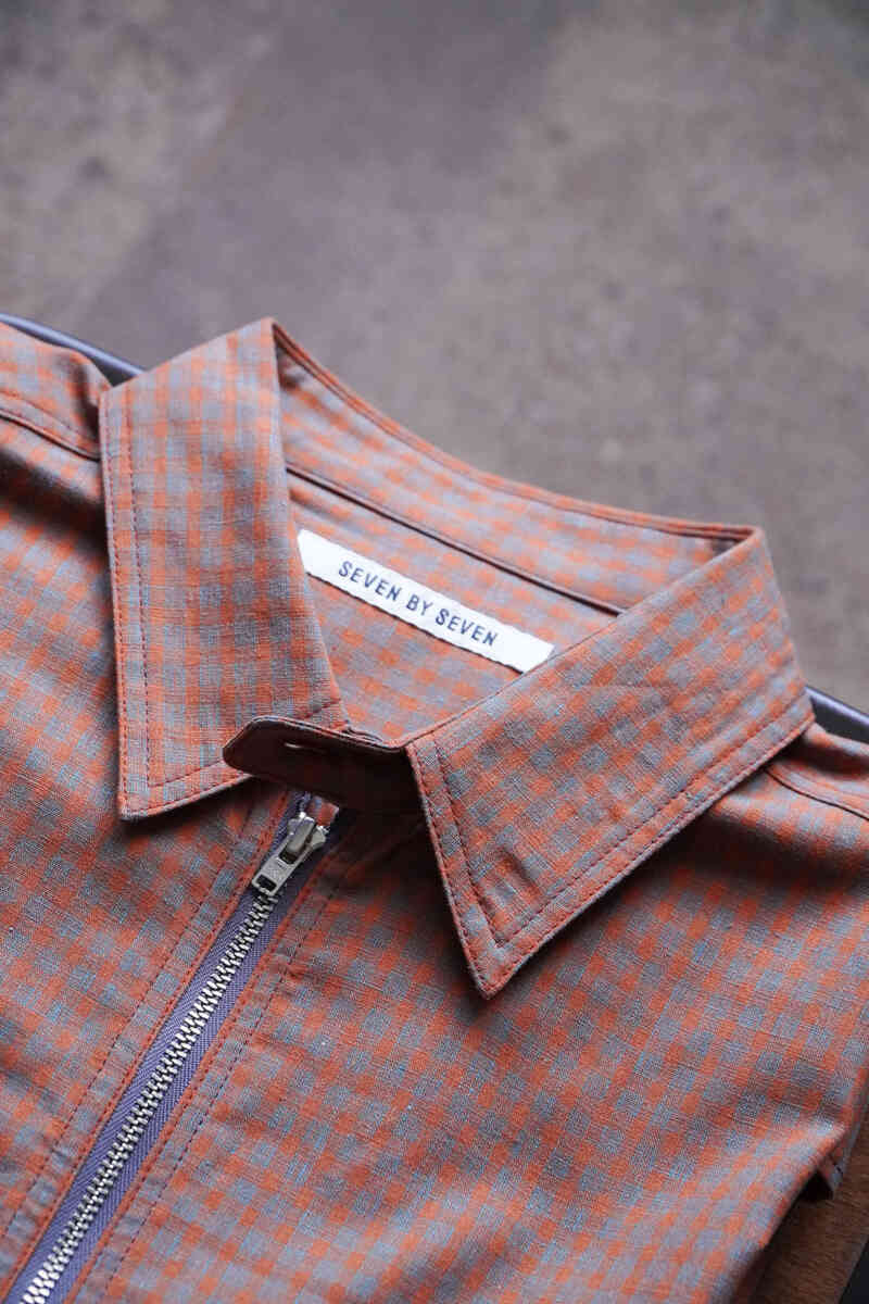 Half zip pullover shirts -Gingham check-[SEVEN BY SEVEN] collar