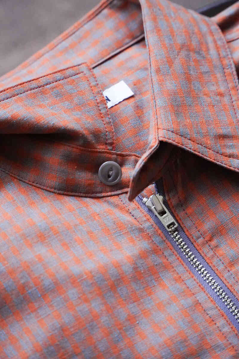 Half zip pullover shirts -Gingham check-[SEVEN BY SEVEN] button