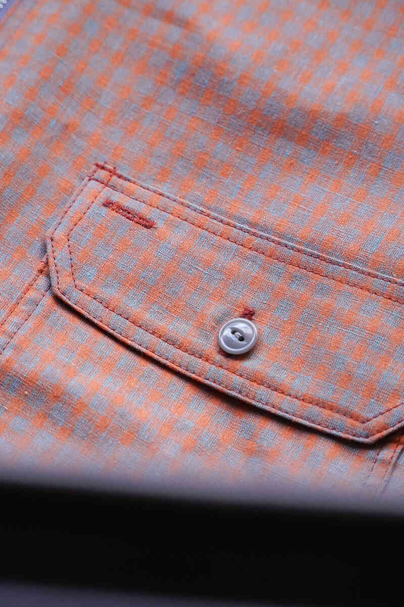 Half zip pullover shirts -Gingham check-[SEVEN BY SEVEN] flap pocket