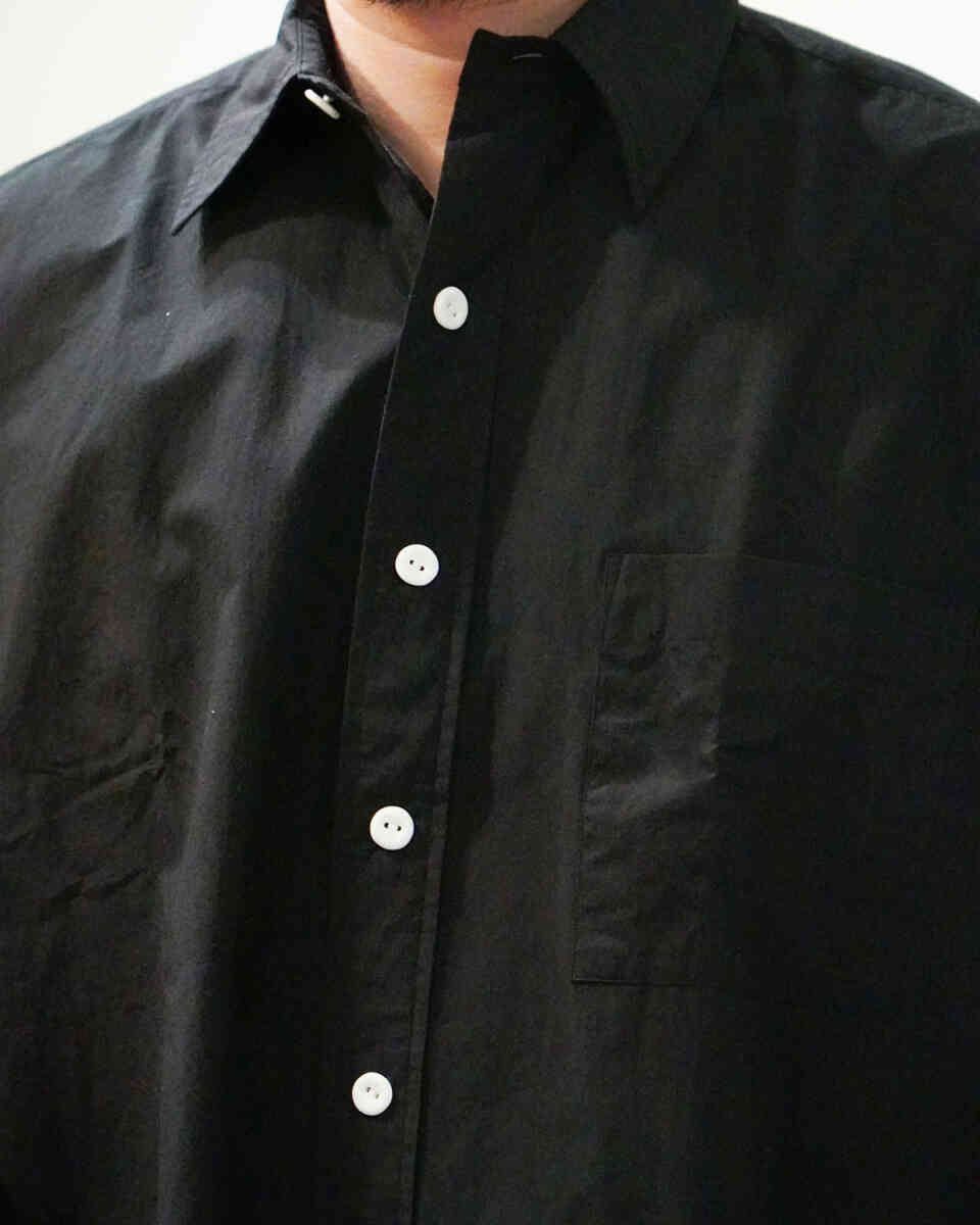 MATTE BLACK -cotton / silk- "regular collar shirts" [SOWBOW] button