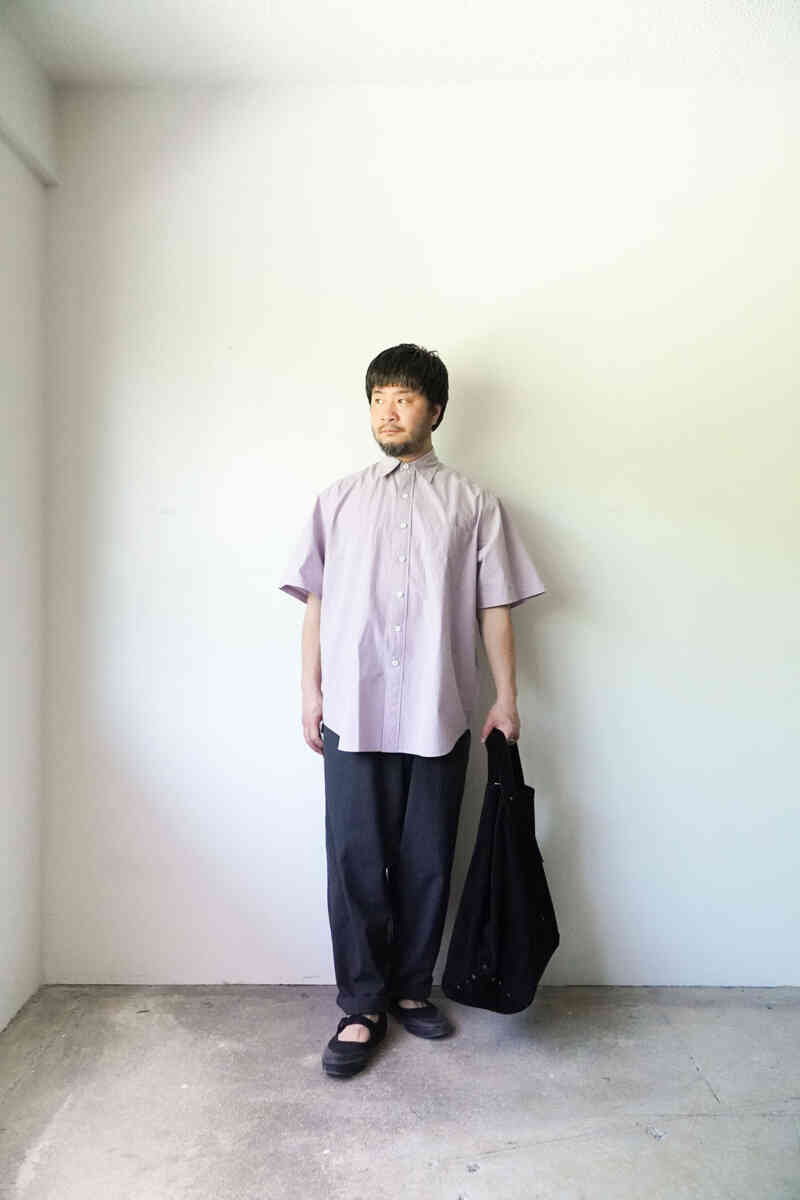 short sleeve " cotton / silk shirts - G " [SOWBOW] styling image with easy pants