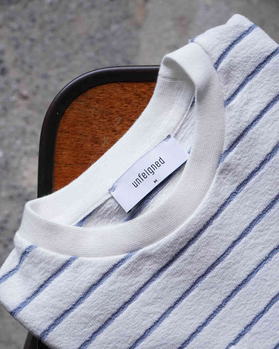basic T-shirt - long sleeve "terry marine stripe" [unfeigned] collar