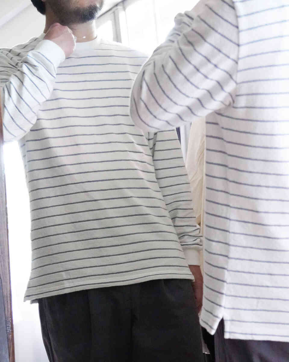 basic T-shirt - long sleeve "terry marine stripe" [unfeigned] wearing image