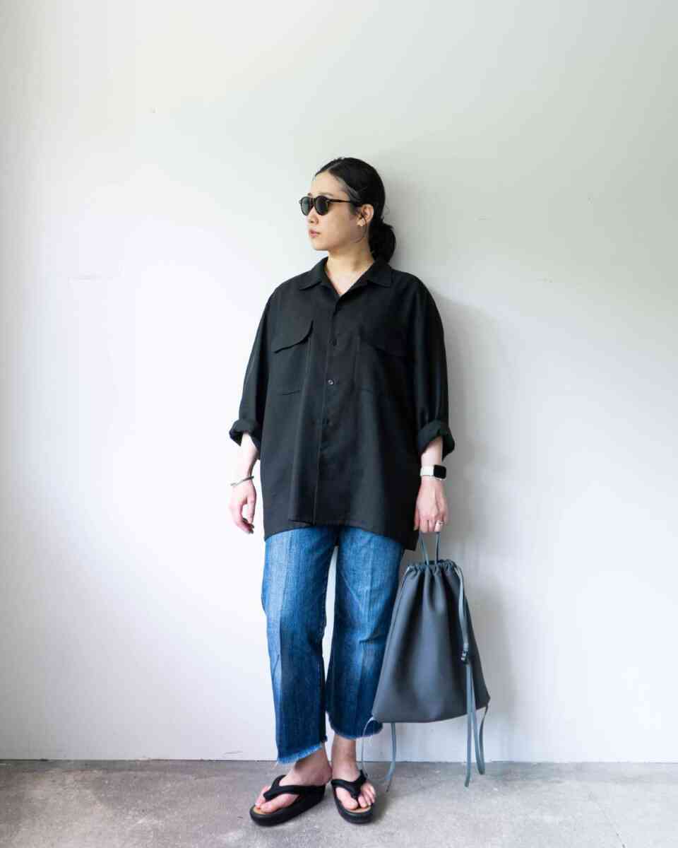forest green - FLAT COLLAR SHIRTS L/S - [SEVEN BY SEVEN] 158cm女性着用イメージ