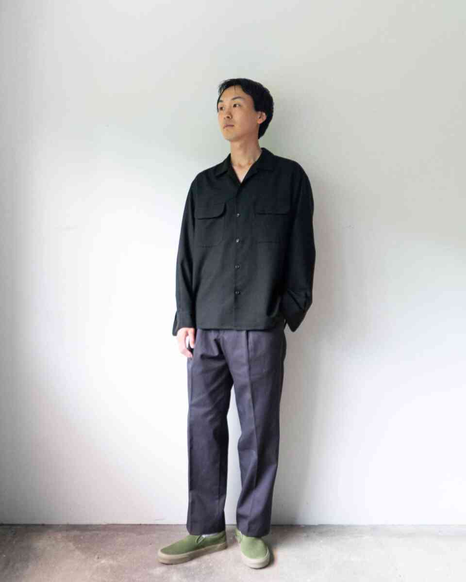 forest green - FLAT COLLAR SHIRTS L/S - [SEVEN BY SEVEN] 181cm着用イメージ