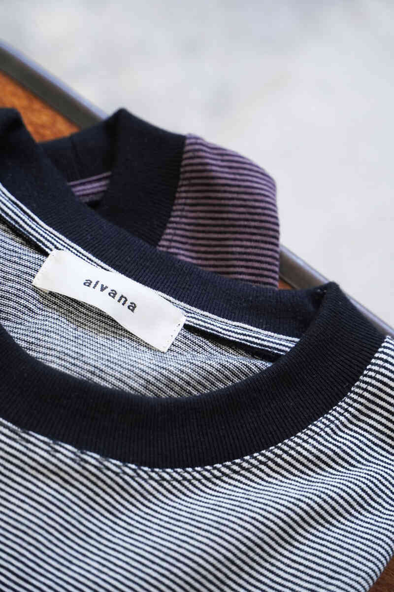 Narrow border SS T-shirts [alvana] collar