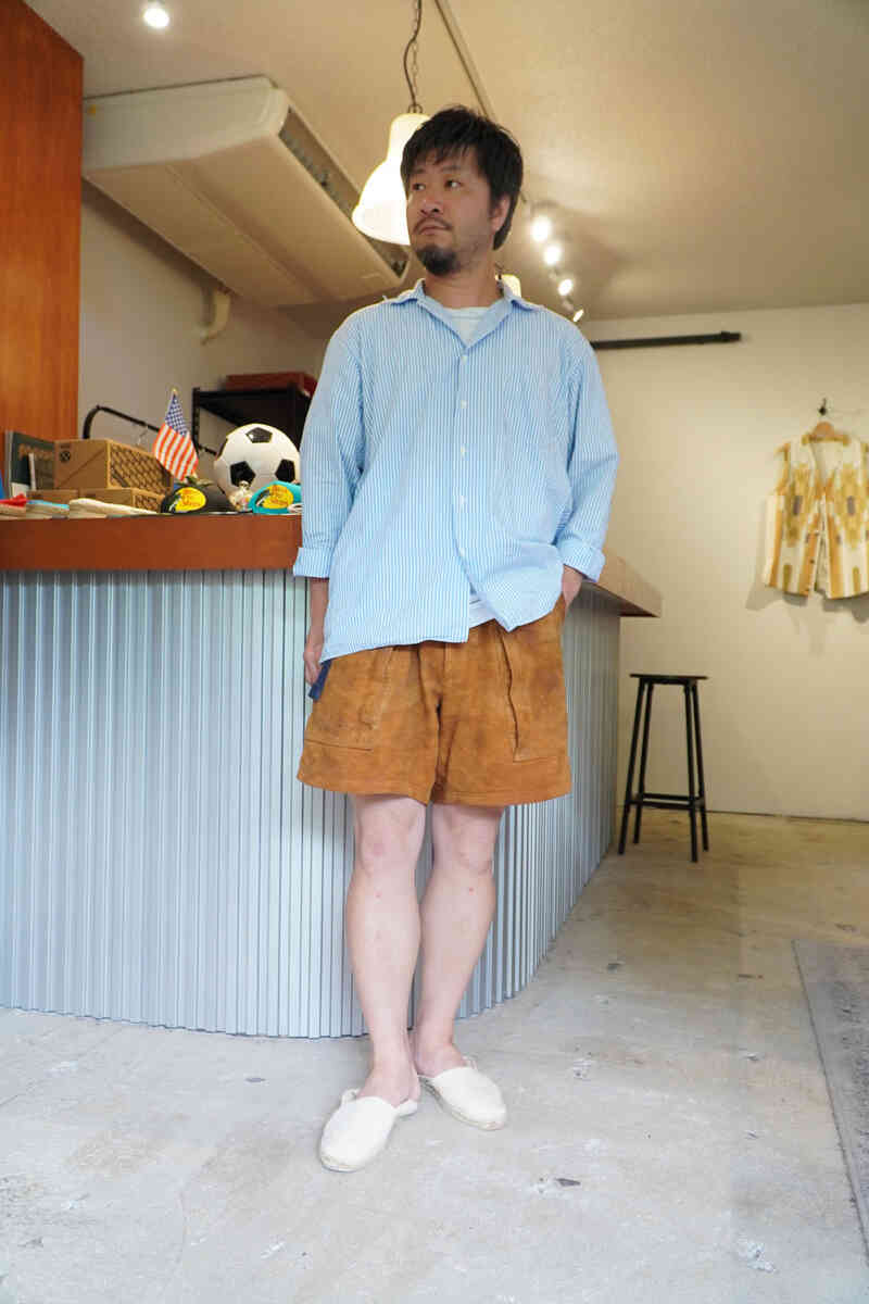 enjoy aging process of suede leather shorts [ SEVEN BY SEVEN ] 着用イメージ画像