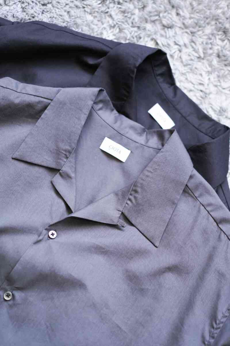 Open Collar Short Sleeve Shirt (Cotton Rayon) [CIOTA]襟元
