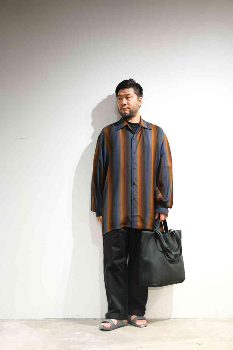 LOOSE SHIRTS -wool gradation stripe-[SEVEN BY SEVEN]165cm66kg着用イメージ