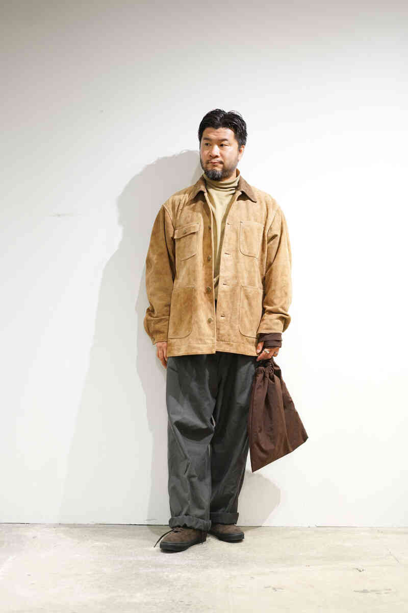 2025AW autumn style sample [tranescent]レザーカバーオールスタイルキャメル