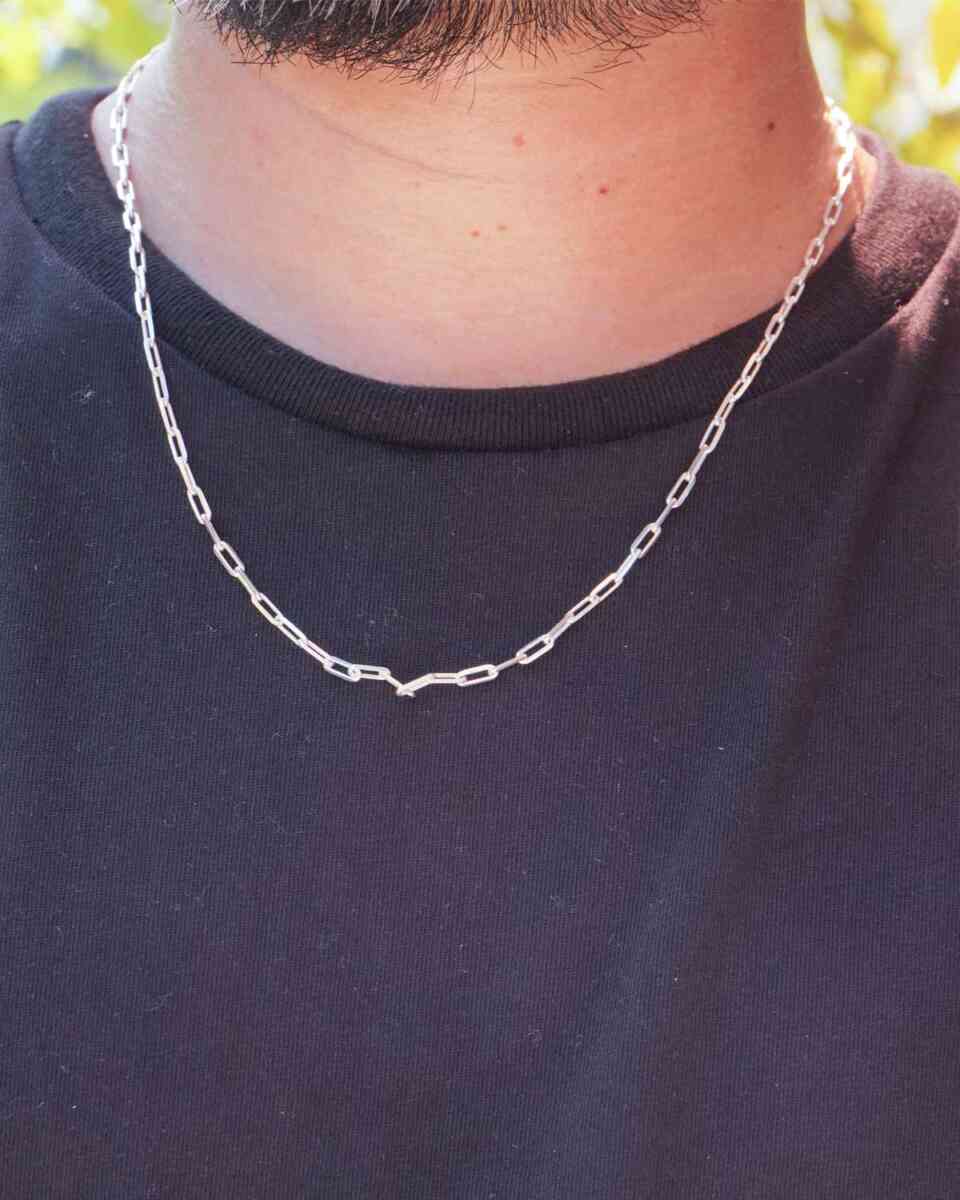 necklace [EURO VINTAGE silver jewelry] made in Italy thin type 着用イメージ