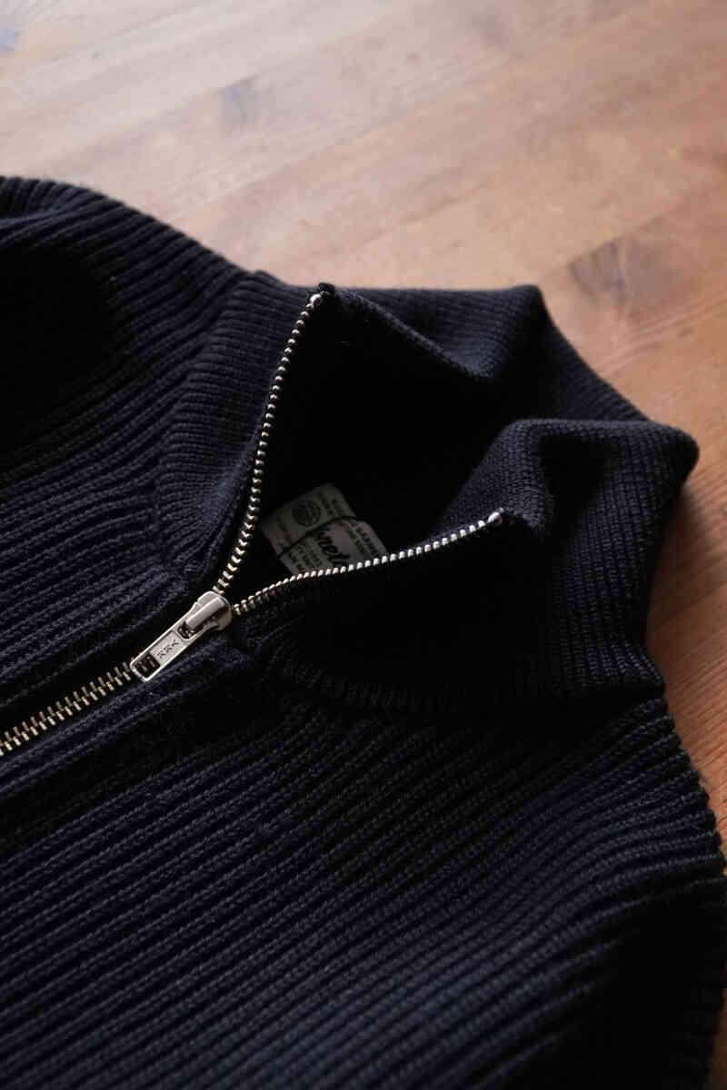 EX FINE WOOL RIB KNIT BLOUSON [Yonetomi]ハイネックジップオープン