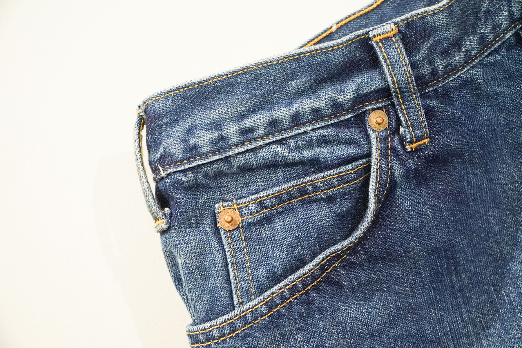 Medium Blue - Wide Tapered 5 Pocket Pants[コインポケット＆リベット]